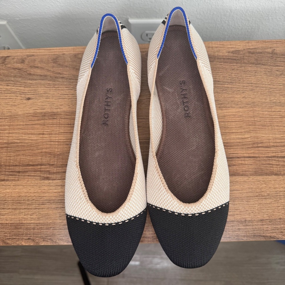 Rothy's The Square Tuxedo Flats Womens 11 Minimalist Knit Workwear Travel Shoes - Picture 3 of 10